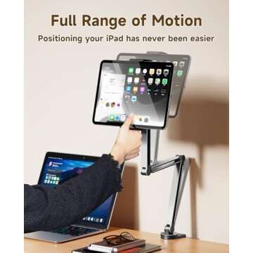 YICOSUN Adjustable Desk Mount for Tablets - Durable & Rotatable