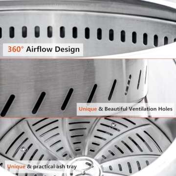 OutVue 19.5 inch Stainless Steel Smokeless Fire Pit, Outdoor Smokeless Firepit, Wood Burning Fire Pits for Camping, Bonfire, Low Smoke Firepit for Outside (Oblique Hole)