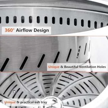 OutVue 19.5 inch Stainless Steel Smokeless Fire Pit, Outdoor Smokeless Firepit, Wood Burning Fire Pits for Camping, Bonfire, Low Smoke Firepit for Outside (Oblique Hole)