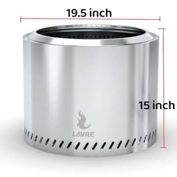 OutVue 19.5 inch Stainless Steel Smokeless Fire Pit, Outdoor Smokeless Firepit, Wood Burning Fire Pits for Camping, Bonfire, Low Smoke Firepit for Outside (Oblique Hole)