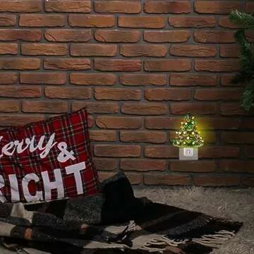 Two's Company Vintage Christmas Tree Nightlight Wall Decor Lamp - Handpainted Ceramic Night Light