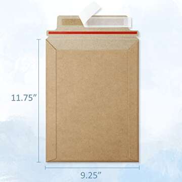 UCGOU 9x11 Mailing Envelopes 25 Pack Brown Rigid Cardboard Sheets Document Photo Mailers Stay Flat 9.25x11.75 Shipping Envelope