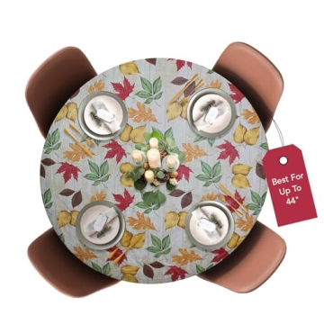 Covers For The Home Deluxe Elastic Edged Flannel Backed Vinyl Fitted Table Cover - All-Over Leaves P...