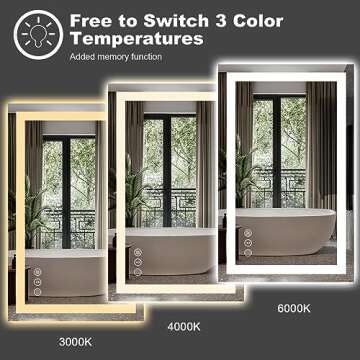 Amorho LED Bathroom Mirror 96"x 36" with Front and Backlight, Large Dimmable Wall Mirrors with Anti-Fog, Shatter-Proof, Memory, 3 Colors, Double LED Vanity Mirror, ETL Listed