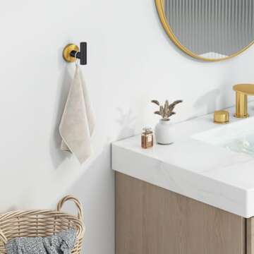 Angle Simple Towel Hook Black & Gold - Stylish Stainless Steel Bathroom Holder