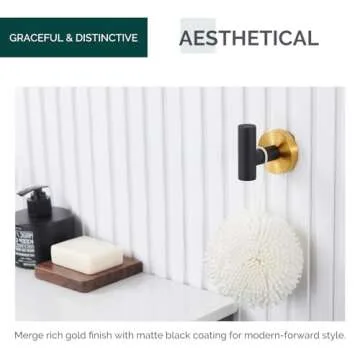 Stylish Black & Gold Stainless Steel Towel Hook