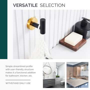 Stylish Black & Gold Stainless Steel Towel Hook