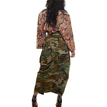 Stylish CHARTOU Camouflage Cargo Maxi Pencil Skirt