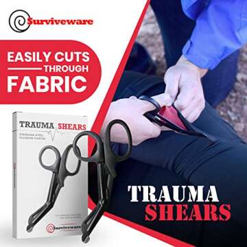 Surviveware Trauma & Bandage Shears for Nurses, EMTs, First Aid, 7.5 Inches