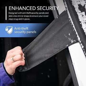 FrostGuard Plus Winter Windshield Cover with Built-in Security Panels and Wiper Blade Coverage + Mirror Covers - Weather Resistant; Protects from Snow, Ice and Frost (Black, Standard)