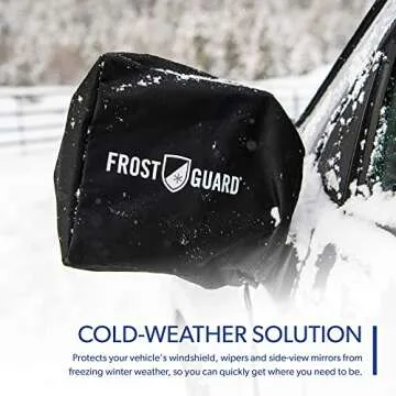 FrostGuard Plus Winter Windshield Cover with Built-in Security Panels and Wiper Blade Coverage + Mirror Covers - Weather Resistant; Protects from Snow, Ice and Frost (Black, Standard)