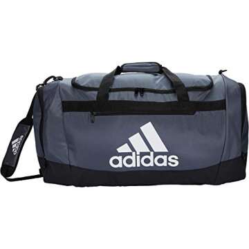 adidas Defender IV Duffel, Sports Duffle Men and Women, Durable Gym Bags, Team Onix Grey, Large (110L)