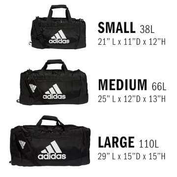 adidas Defender IV Duffel, Sports Duffle Men and Women, Durable Gym Bags, Team Onix Grey, Large (110L)