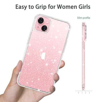 JJGoo Compatible with iPhone 13 Case, Clear Glitter Soft TPU Shockproof Protective Bumper Cover, Sparkle Bling Sparkly Cute Slim Women Girls Phone Case for iPhone 13, 6.1inch