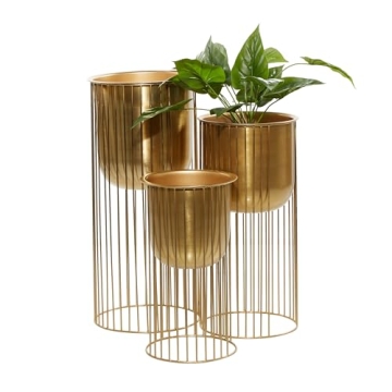 Deco 79 Metal Indoor Outdoor Planter Set - Elegant Gold Planters for All Spaces