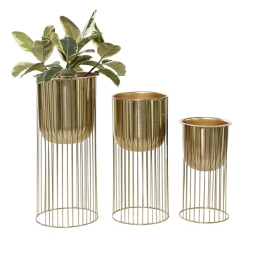 Deco 79 Gold Planter Set - Stylish Indoor and Outdoor Planters