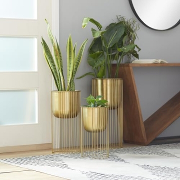 Deco 79 Gold Planter Set - Stylish Indoor and Outdoor Planters