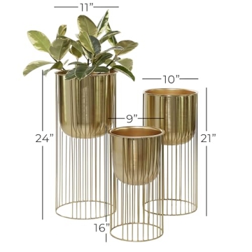 Deco 79 Gold Planter Set - Stylish Indoor and Outdoor Planters