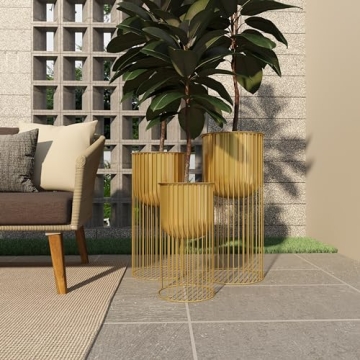 Deco 79 Gold Planter Set - Stylish Indoor and Outdoor Planters