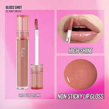 Kaja Lip Balm - Gloss Shot 03 Honey Drizzle | High Shine, Non-Sticky, with Jojoba Oil, Sheer, Hydrating, Juicy, Plumper Looking, Non-irritating, 0.14 FL Oz