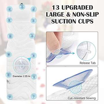 Full Body Bath Pillow for Bathtub, Non-Slip Bath Pillows for Tub, Spa Bathtub Pillow Cushion for Hea...