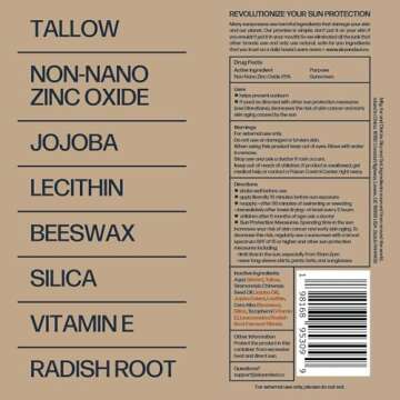 Sky and Sol Non-Toxic Natural Mineral Sunscreen SPF 50 | Safest Organic Natural Tallow & Zinc Oxide ...