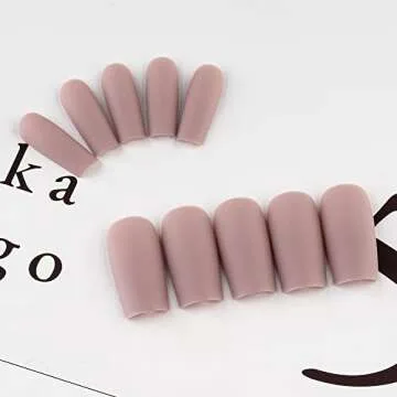 KQueenest Matte Mauve Press on Nails - Long Medium Square, Fake Nails for Women, 24 Pcs