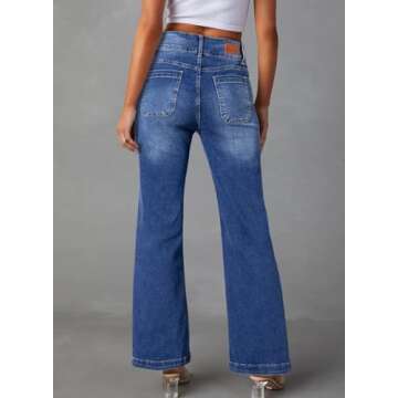 Sidefeel Womens Jeans Wide Leg Woman Straight Leg Flare Bootcut Trendy Casual Loose Fit Denim Pants ...