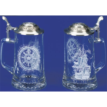 Glass Nautical Stein - High-Quality Beer Drinking Experience