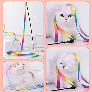 Interactive Cat Rainbow Wand Toys for Cats and Kittens