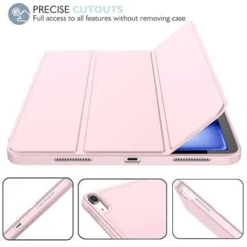 iMieet iPad Air 11 Inch Case M2 2024, iPad Air 5th/4th Generation Case 2022/2020 10.9 Inch with Pencil Holder, Trifold Stand Smart Case(Pink)