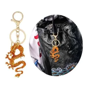 XIAHIOPT Crystal Pendant Keychain Multicolor Chinese Dragon Key Chain Fashionable Ornament for Phones Creative Keyring Gift, Purple