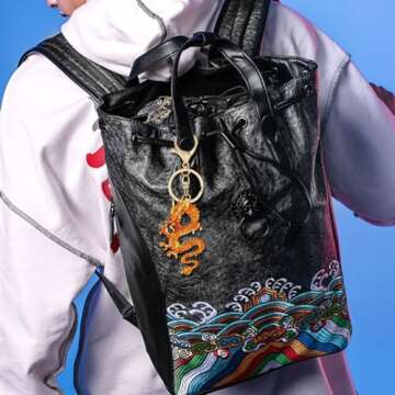 XIAHIOPT Crystal Pendant Keychain Multicolor Chinese Dragon Key Chain Fashionable Ornament for Phones Creative Keyring Gift, Purple