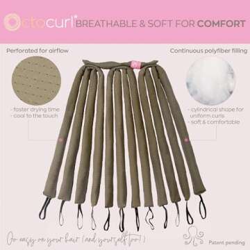 Octocurl Heatless Hair Curler - No Headband Octopus Curler - Overnight Curls for Medium Length Hair ...
