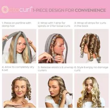 Octocurl Heatless Hair Curler - No Headband Octopus Curler - Overnight Curls for Medium Length Hair (QMax - Olive)