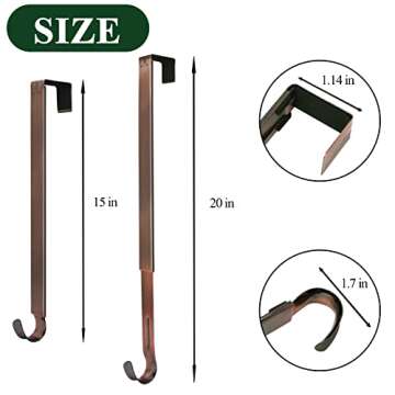 ZMCINER Adjustable Wreath Hanger for Front Door, 15 to 25 Inches