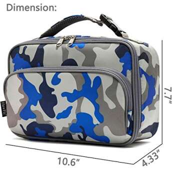 FlowFly Kids Lunch box Insulated Soft Bag Mini Cooler Back to School Thermal Meal Tote Kit for Girls, Boys,Blue Camo