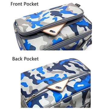 FlowFly Kids Lunch box Insulated Soft Bag Mini Cooler Back to School Thermal Meal Tote Kit for Girls, Boys,Blue Camo