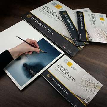 St. Cuthberts Mill Saunders Waterford Watercolor Paper Block - 12x9-inch White 100% Cotton Watercolor Paper - 20 Sheets of 140lb Rough Watercolor Paper for Gouache Ink Acrylic Charcoal and More