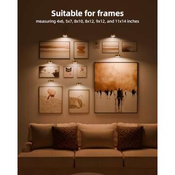 EZVALO Picture Lights for Wall,2000mAh Rechargeable Battery Magnetic Poster Lights with 2 Color Temps&12 RGB,Remote Dimmable Timer Painting Light,Wall Decor Light for Art Display,Picture,Frame(6 Pack)