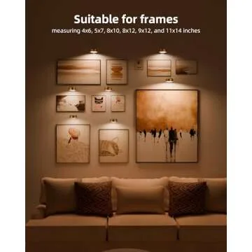 EZVALO Picture Lights for Wall,2000mAh Rechargeable Battery Magnetic Poster Lights with 2 Color Temps&12 RGB,Remote Dimmable Timer Painting Light,Wall Decor Light for Art Display,Picture,Frame(6 Pack)