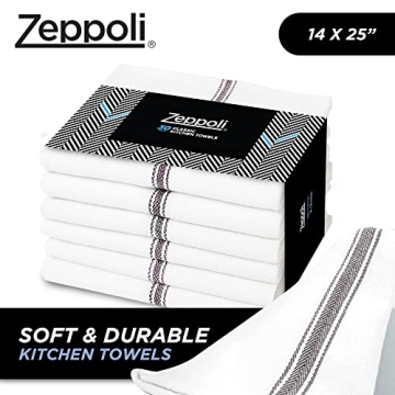 Zeppoli Classic Kitchen Towels - 15 Pack Absorbent Cotton