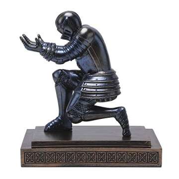 Amoysanli Knight Pen Holder Desk Organizers and Accessories Desk Decor Resin Pen Holder as Gift with a Cool Pen for Office and Home (Blue)