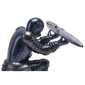 Amoysanli Knight Pen Holder Desk Organizers and Accessories Desk Decor Resin Pen Holder as Gift with a Cool Pen for Office and Home (Blue)