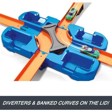 Hot Wheels Toy Car Track Builder Playset, Deluxe Stunt Box with 25 Component Parts & 1:64 Scale Vehicle (Amazon Exclusive)