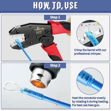 260PCS Heat Shrink Ring Terminals, Sopoby Marine Grade Ring Connectors Tinned Red Copper 16-14 22-18 12-10 Gauge(3 Colors/4 Sizes), #10,1/4",5/16",3/8" Insulated Ring Crimp Terminals