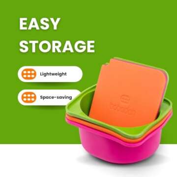 Babadoh Pizza Making Accessories | Pizza Dough Proofing Containers with Lids | Set of 6 | Multi Bright (2 Berry, 2 Orange, 2 Lime) | Original Size (make 12" Pizzas)