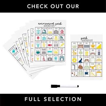 Craftivity Designs Road Trip Scavenger Hunt Games for Kids, Outdoor or Indoor, Birthday Party, Travel Activities, 10 Dry Erase Markers and Cards, Educational Family Game Night