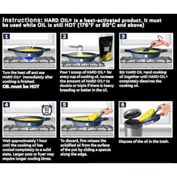 HARD OIL Solidifies Up to 18 Cups of Cooking Oil Patent-Pending Cooking Oil Solidifier Hardener Powd...