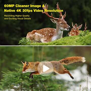 4K Trail Camera Dual-Lens Starlight Night Vision 60MP WiFi Bluetooth Game Camera with 0.1S Trigger IP66 Waterproof Hunting Cam for Wildlife Monitoring